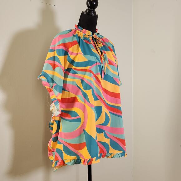 ENTRO Oversized  Ruffle Sleeve Blouse, Size S/M - Picture 5 of 11